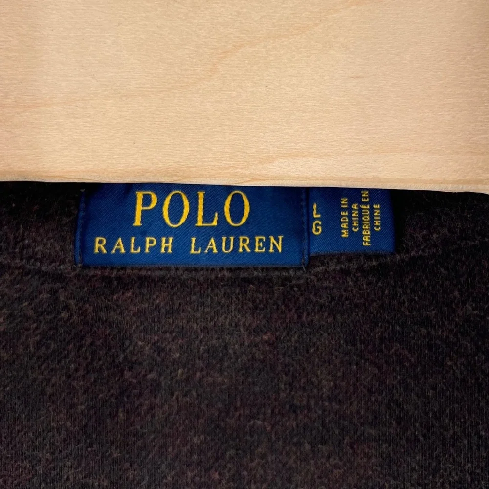 Polo Ralph Lauren Quarter Zip Pullover Large Cotton Blend Brown Classic Preppy
